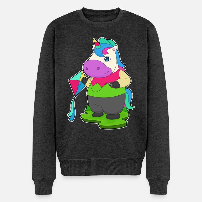 Einhorn Drachenfliegen Drachen - Männer Premium Bio Pullover - Anthrazit meliert