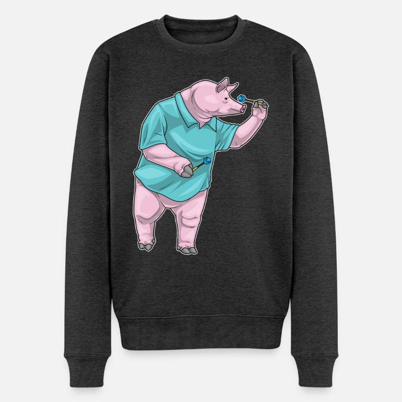 Fléchette cochon Fléchette - Pull Premium bio Homme - anthracite chiné