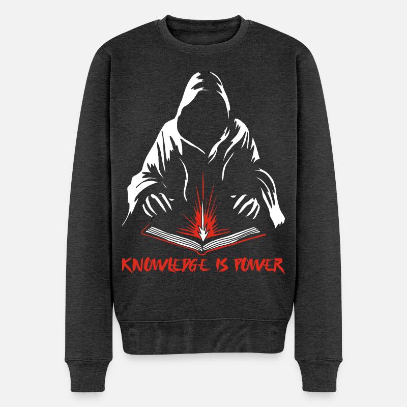 Wissen ist Macht - Männer Premium Bio Pullover - Anthrazit meliert