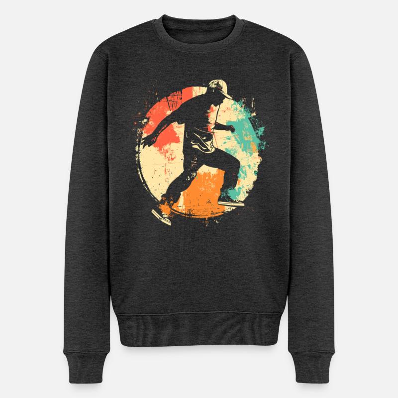 Vintage B-Boy - Männer Premium Bio Pullover - Anthrazit meliert