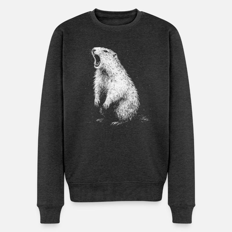 Murmeltier - Männer Premium Bio Pullover - Anthrazit meliert