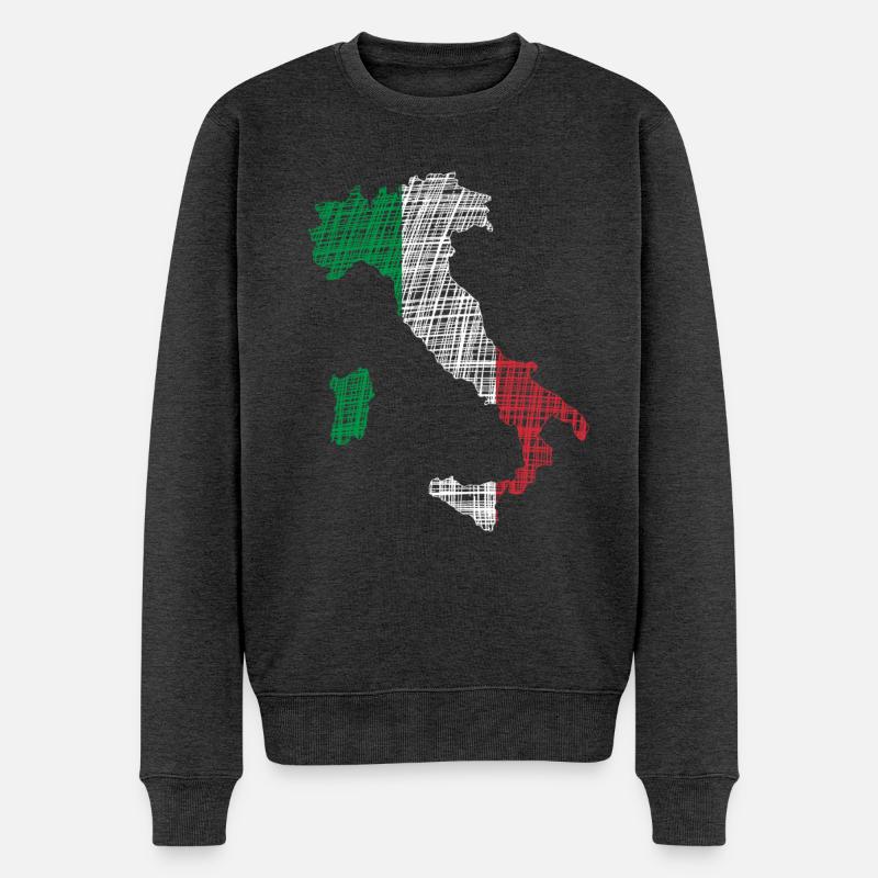 Italien - Männer Premium Bio Pullover - Anthrazit meliert