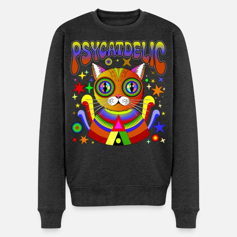PSYCATDELIC - Männer Premium Bio Pullover - Anthrazit meliert