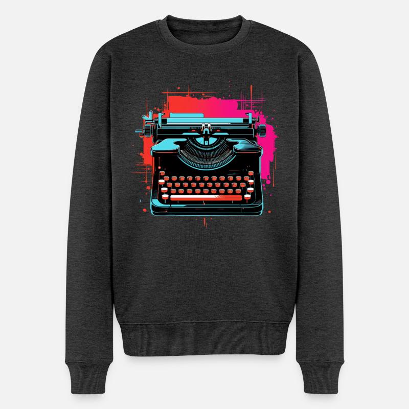 Schreibmaschine Retrowave - Männer Premium Bio Pullover - Anthrazit meliert