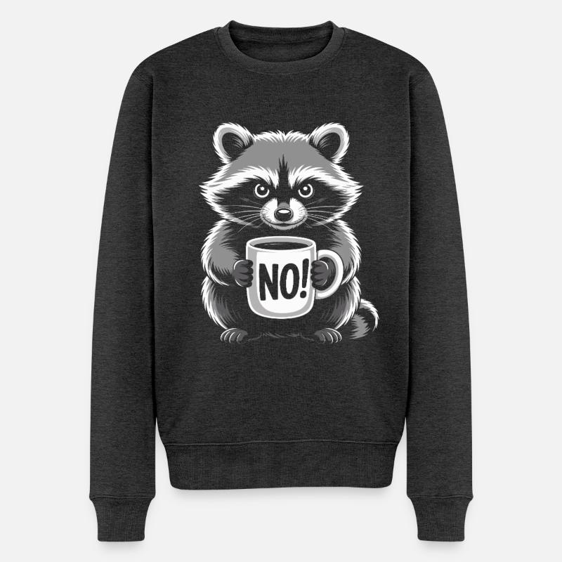 Grimmiger Waschbär Lustig - Männer Premium Bio Pullover - Anthrazit meliert