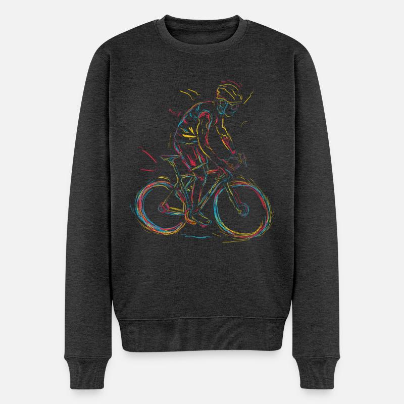 Radfahrer Skizze - Männer Premium Bio Pullover - Anthrazit meliert