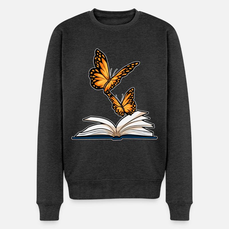 Livre Papillon - Pull Premium bio Homme - anthracite chiné