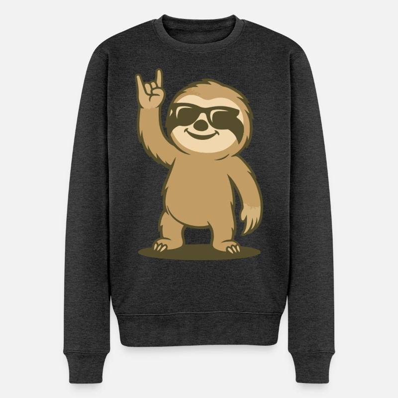 Lazy Rock Vibes - Männer Premium Bio Pullover - Anthrazit meliert