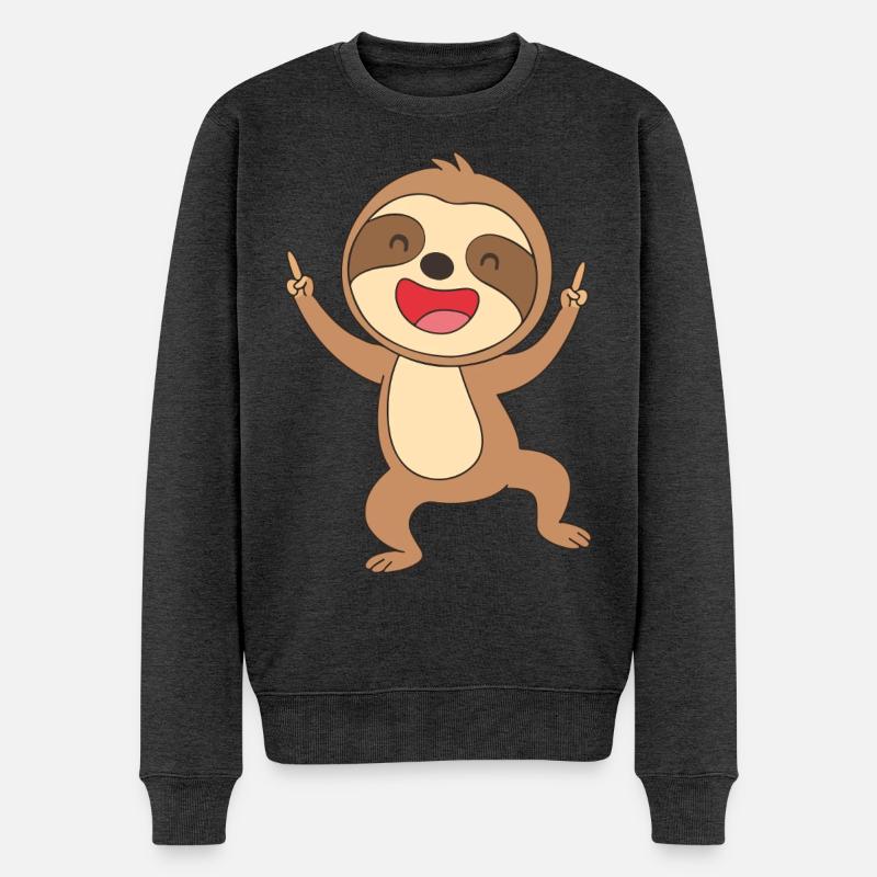 Happy Faultierfreude - Männer Premium Bio Pullover - Anthrazit meliert