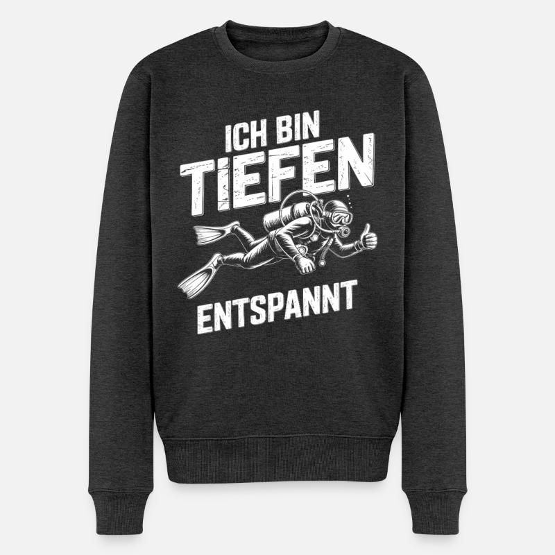 Ich bin tiefenentspannt Taucher - Männer Premium Bio Pullover - Anthrazit meliert