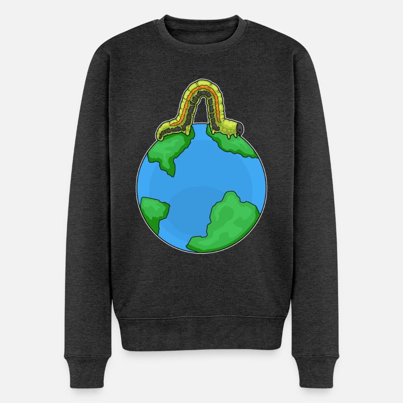 Raupe Erde - Männer Premium Bio Pullover - Anthrazit meliert