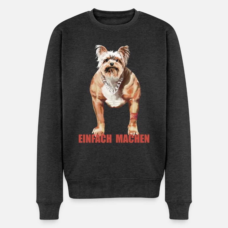 Humorvoller Doggynator mit Spruch - Männer Premium Bio Pullover - Anthrazit meliert