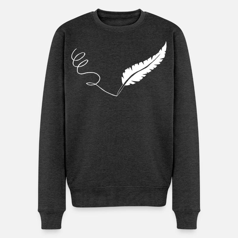 Die weiße Feder - Männer Premium Bio Pullover - Anthrazit meliert
