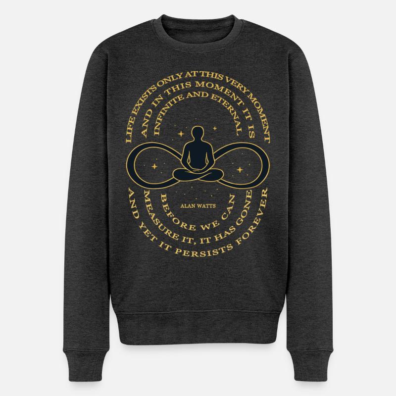 Alan Watts Zeit Infinity T-Shirt - Männer Premium Bio Pullover - Anthrazit meliert