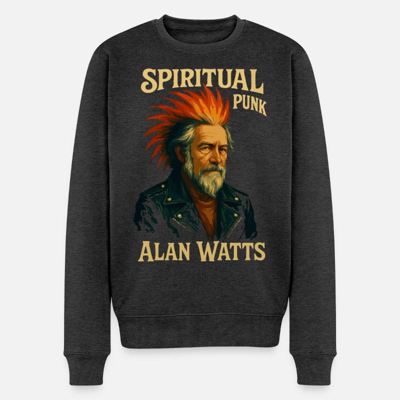 Spiritueller Punk Alan Watts Hemd - Männer Premium Bio Pullover - Anthrazit meliert