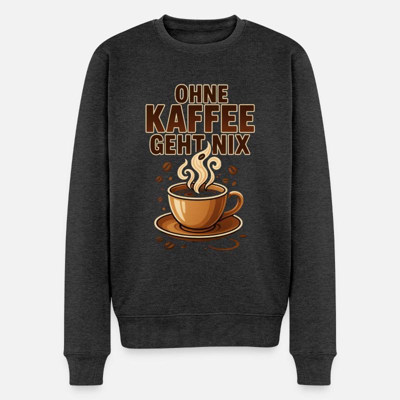 Ohne Kaffee geht nix Kaffeeliebhaber & Kaffeefans - Männer Premium Bio Pullover - Anthrazit meliert