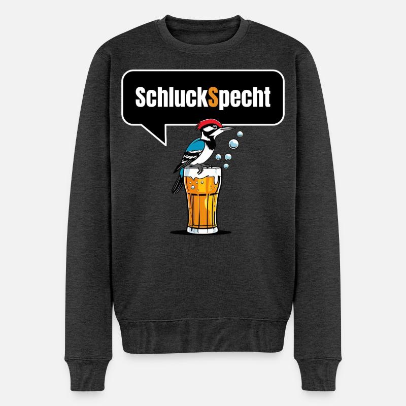 Lustiges Trinkspruch Shirt- SchluckSpecht - Männer Premium Bio Pullover - Anthrazit meliert