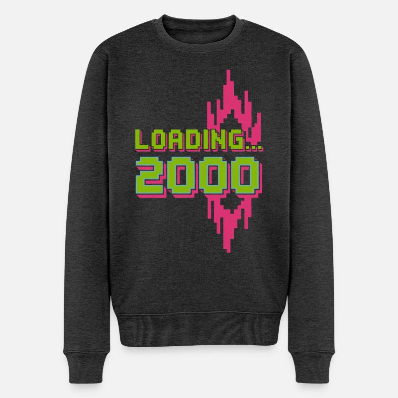 Retro Pixel Loading 2000 Design - Männer Premium Bio Pullover - Anthrazit meliert