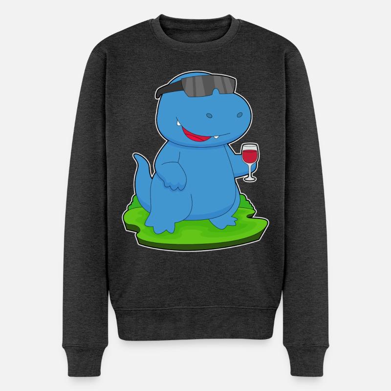 Dinosaurier Rotwein - Männer Premium Bio Pullover - Anthrazit meliert
