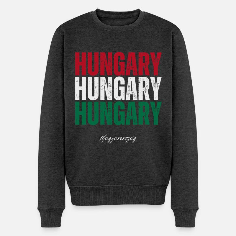Ungarischer Stolz, ich liebe Ungarn - Männer Premium Bio Pullover - Anthrazit meliert