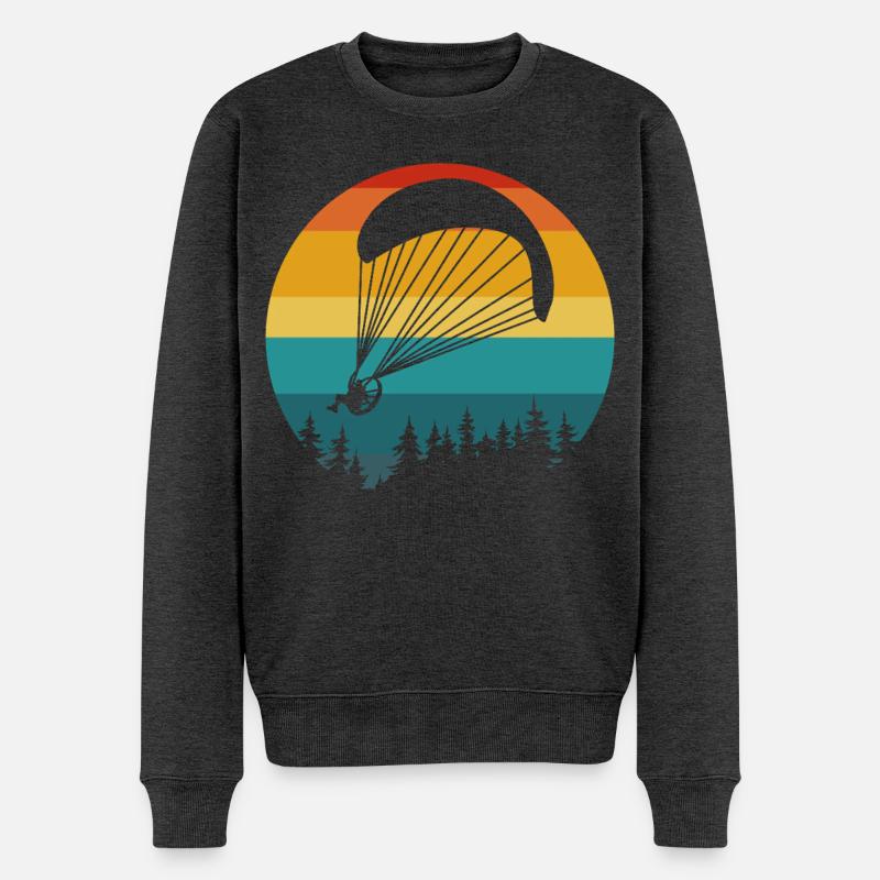 Gleitschirm Retro Landschaft - Männer Premium Bio Pullover - Anthrazit meliert
