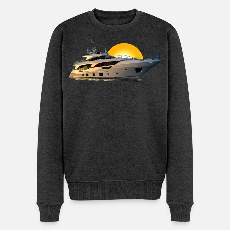 Yacht - Männer Premium Bio Pullover - Anthrazit meliert