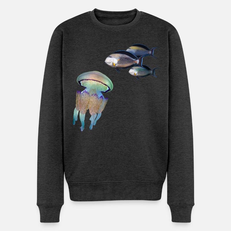 Qualle - Männer Premium Bio Pullover - Anthrazit meliert