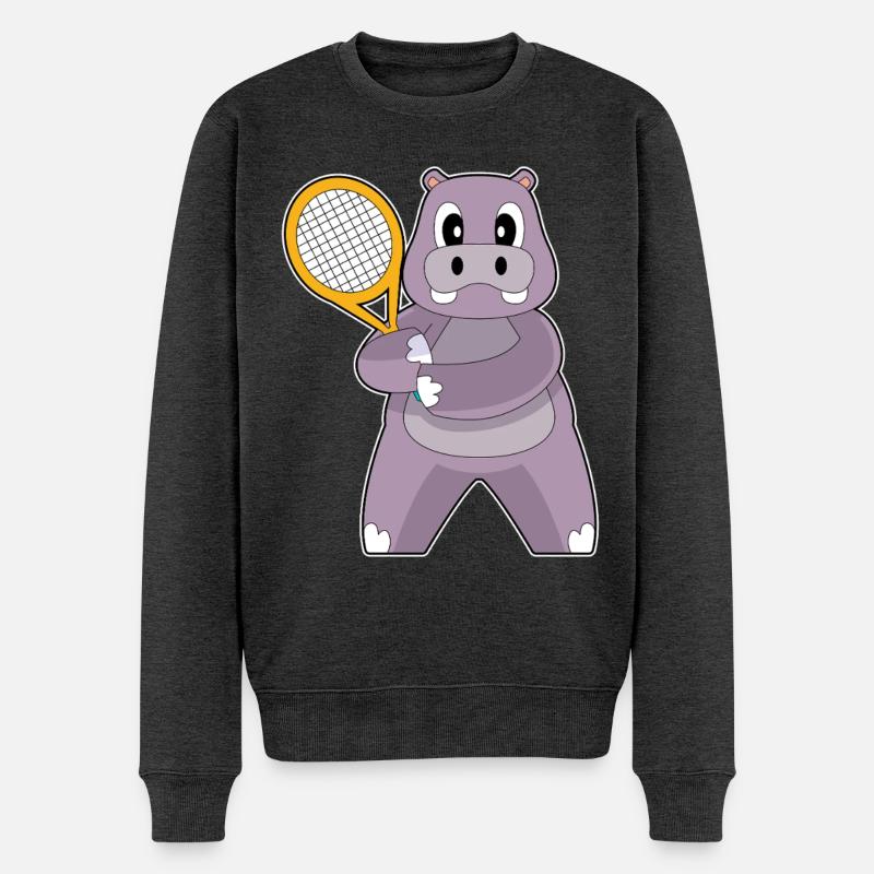 Nilpferd TennisTennisschläger - Männer Premium Bio Pullover - Anthrazit meliert