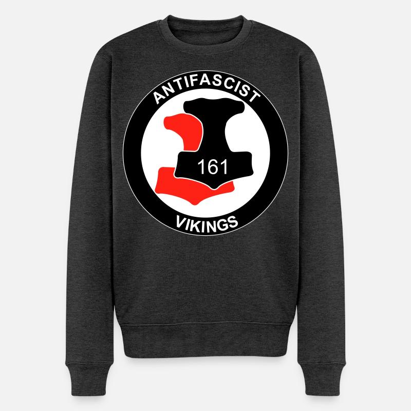 Antifa Vikings - Männer Premium Bio Pullover - Anthrazit meliert