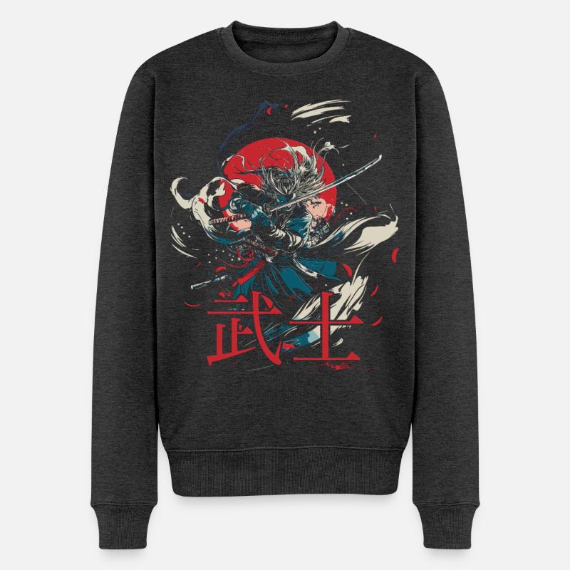 samurai krieger japanische designs - Männer Premium Bio Pullover - Anthrazit meliert