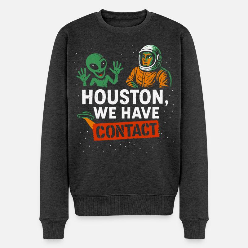 Houston UFO Space Kontakt Außerirdisches Design - Männer Premium Bio Pullover - Anthrazit meliert