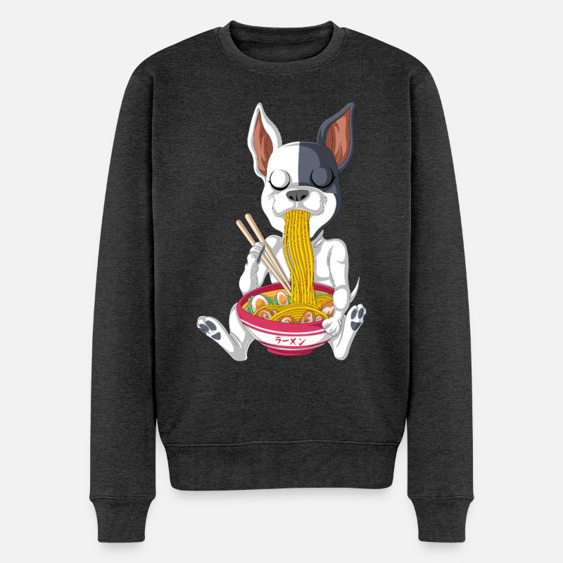Mignon bouledogue français Noodle Slurp Ramen - Pull Premium bio Homme - anthracite chiné