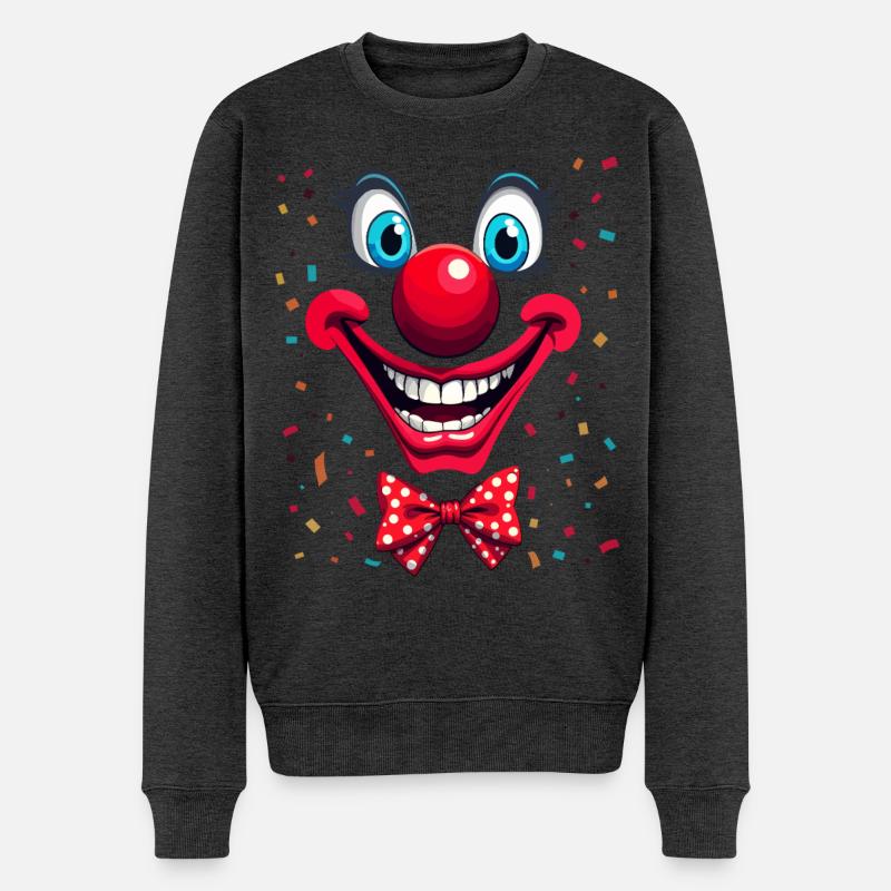 Visage de Clown Coloré avec Nœud Papillon - Pull Premium bio Homme - anthracite chiné