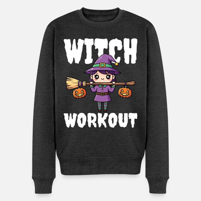HEXE WORKOUT - HEXE HALLOWEEN - Männer Premium Bio Pullover - Anthrazit meliert