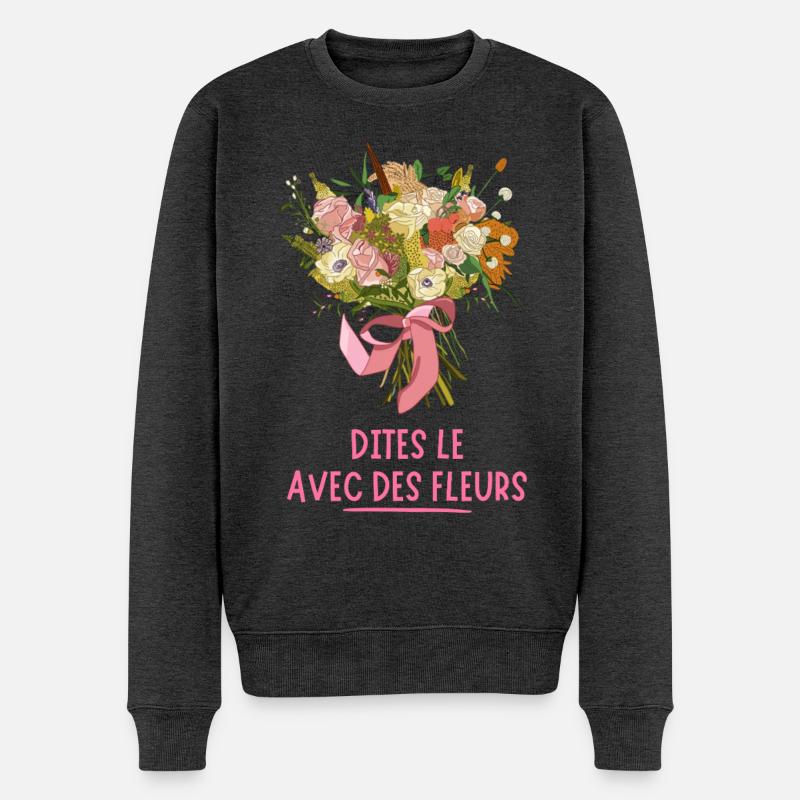 Dites le avec des FLEURS - Pull Premium bio Homme - anthracite chiné