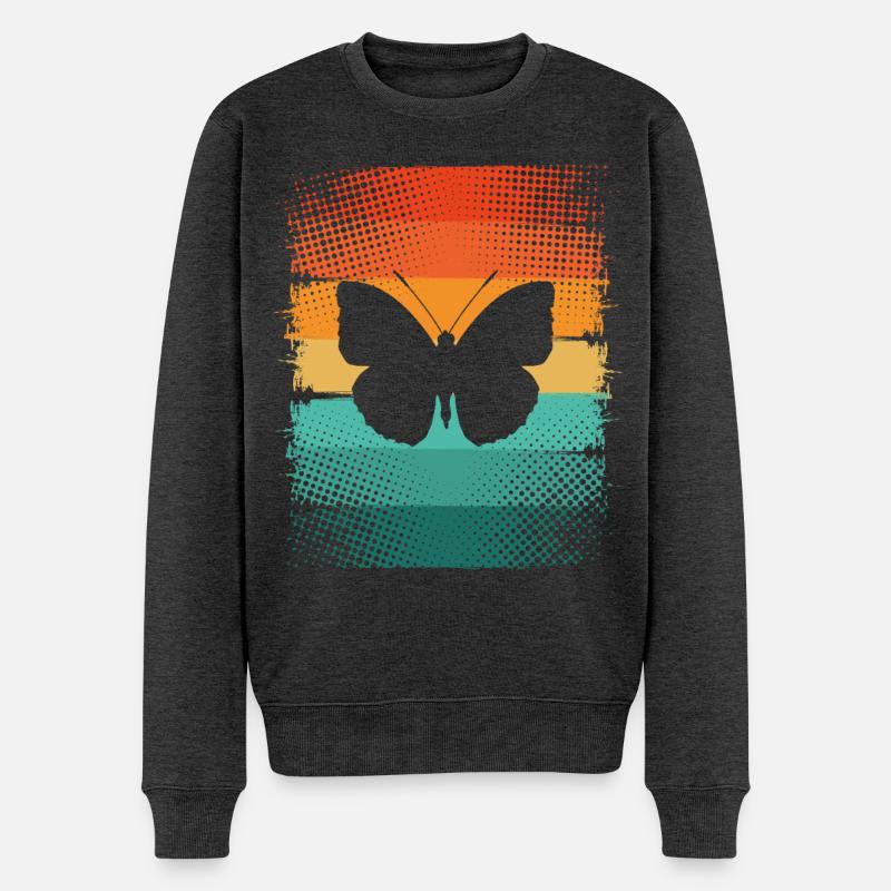 Schmetterling - Männer Premium Bio Pullover - Anthrazit meliert