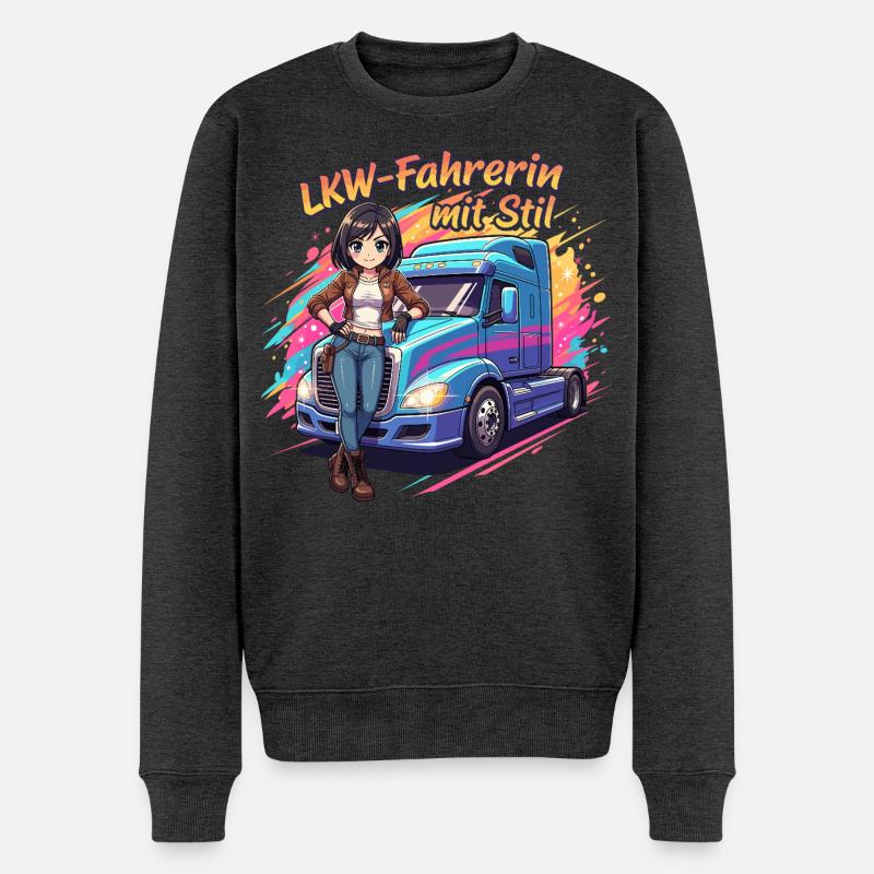 LKW-Fahrerin mit Stil - Männer Premium Bio Pullover - Anthrazit meliert