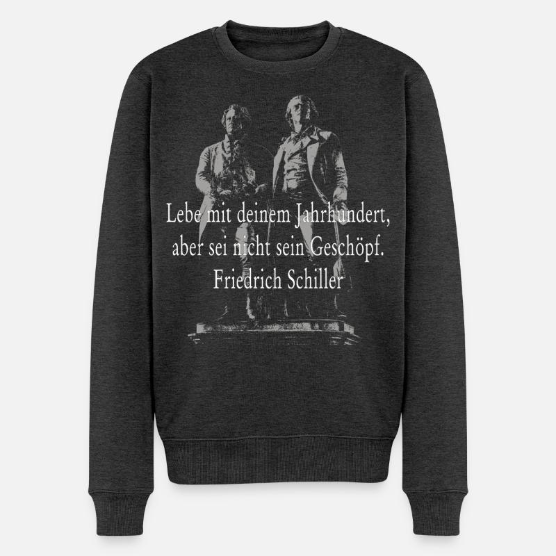 Friedrich Schiller Zitat - Männer Premium Bio Pullover - Anthrazit meliert