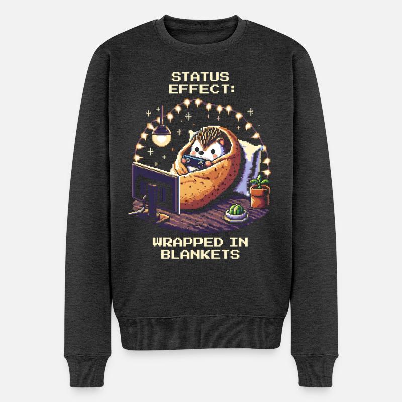 Status: Eingekuschelt in Decken - Männer Premium Bio Pullover - Anthrazit meliert
