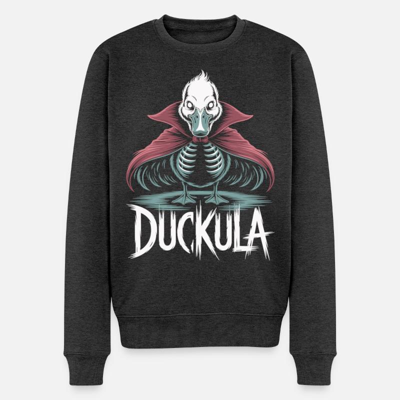 Duckula mit Cape Halloween Shirt - Männer Premium Bio Pullover - Anthrazit meliert