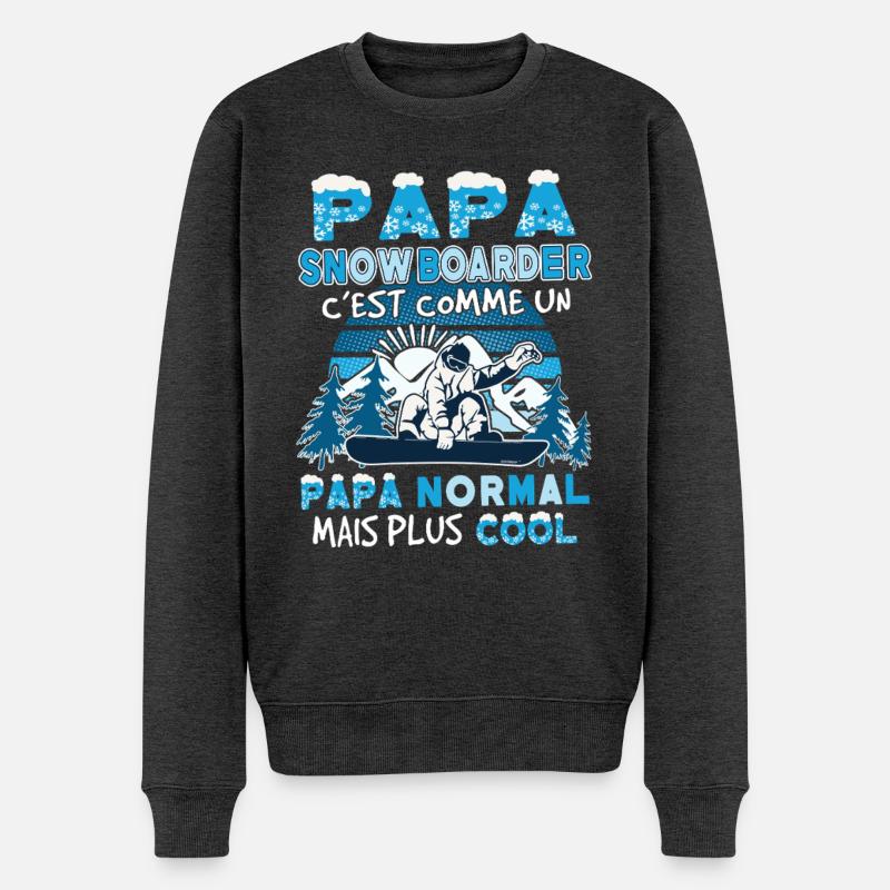 Papa Snowboarder - Männer Premium Bio Pullover - Anthrazit meliert