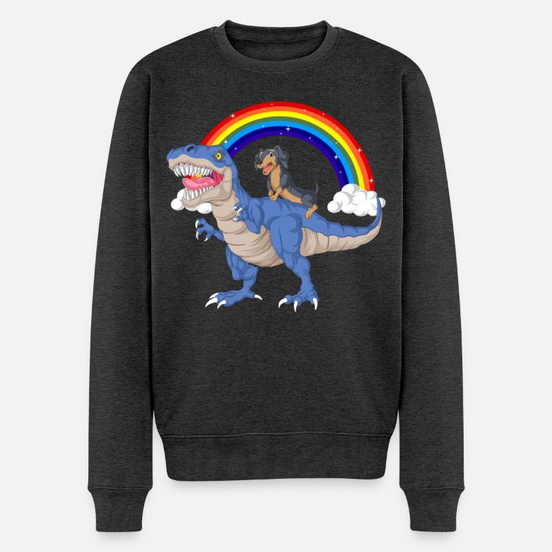 Dackel - Männer Premium Bio Pullover - Anthrazit meliert