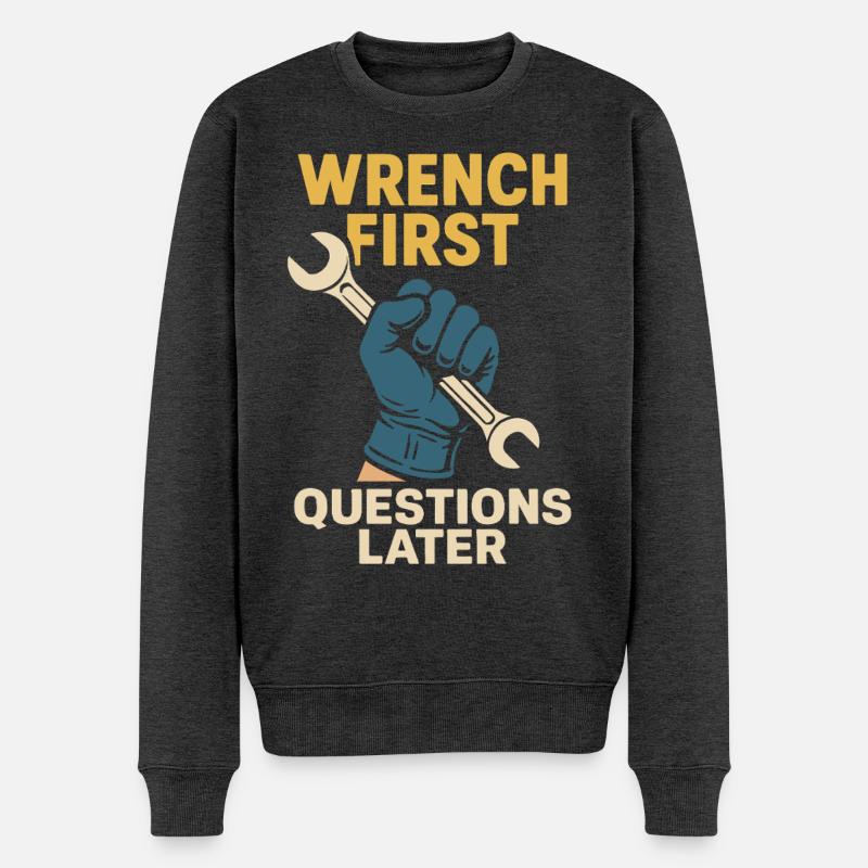 Auto Mechaniker Humor lustiger Schrauber Spruch - Männer Premium Bio Pullover - Anthrazit meliert