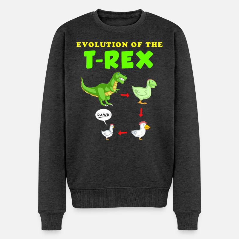 Évolution de l’illustration du dinosaure T-Rex - Pull Premium bio Homme - anthracite chiné