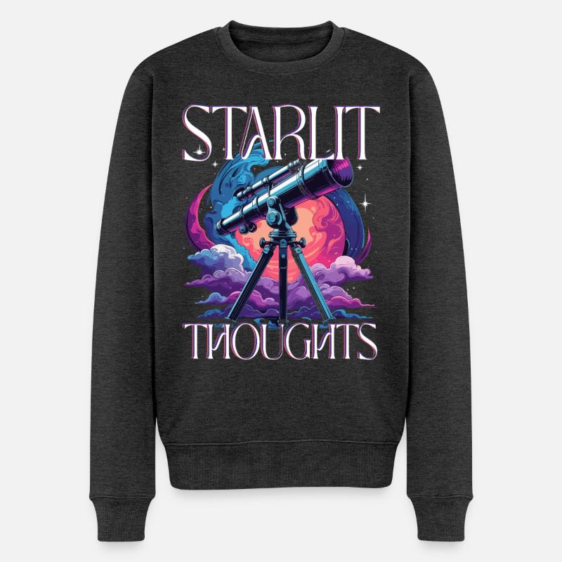 Astronom Sterngucker Stargazer Starlit Thoughts - Männer Premium Bio Pullover - Anthrazit meliert