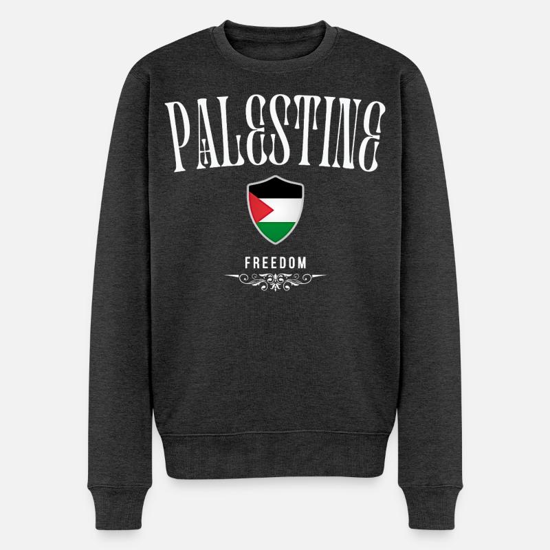 Palästina, minimalistisches, elegantes Design - Männer Premium Bio Pullover - Anthrazit meliert