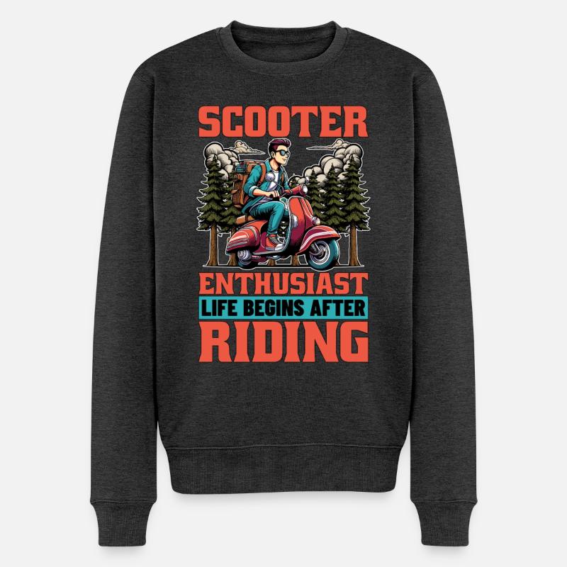 Scooter Enthusiast Life Begins Kick Scooter Lover - Männer Premium Bio Pullover - Anthrazit meliert