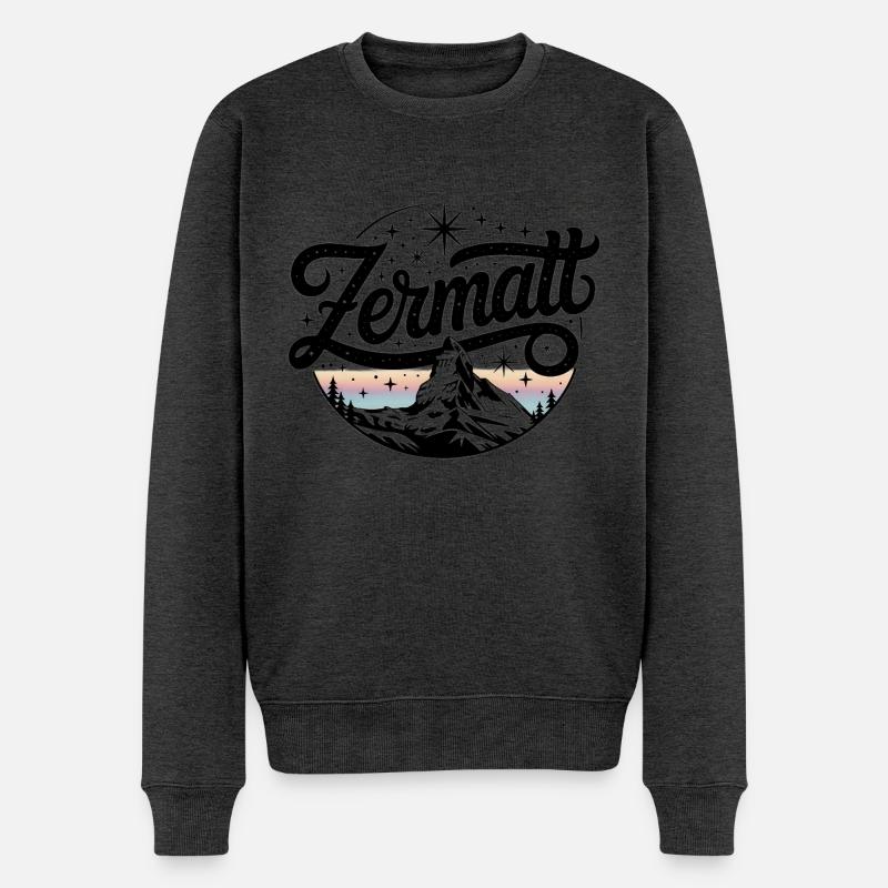 Zermatt - Souvenir Design - Männer Premium Bio Pullover - Anthrazit meliert