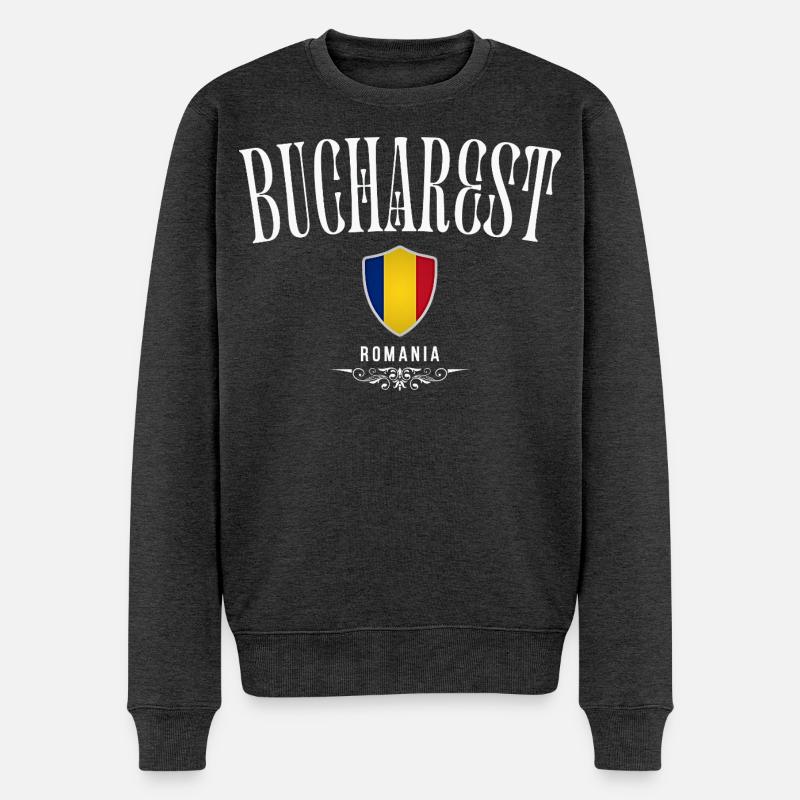 Ich liebe Bukarest, Bukarest Rumänien - Männer Premium Bio Pullover - Anthrazit meliert