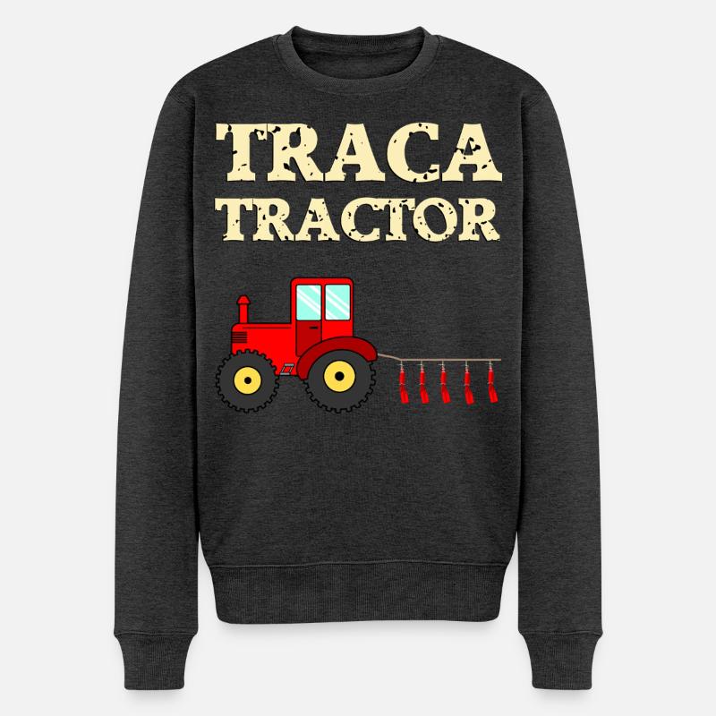 Traca Tractor - Männer Premium Bio Pullover - Anthrazit meliert